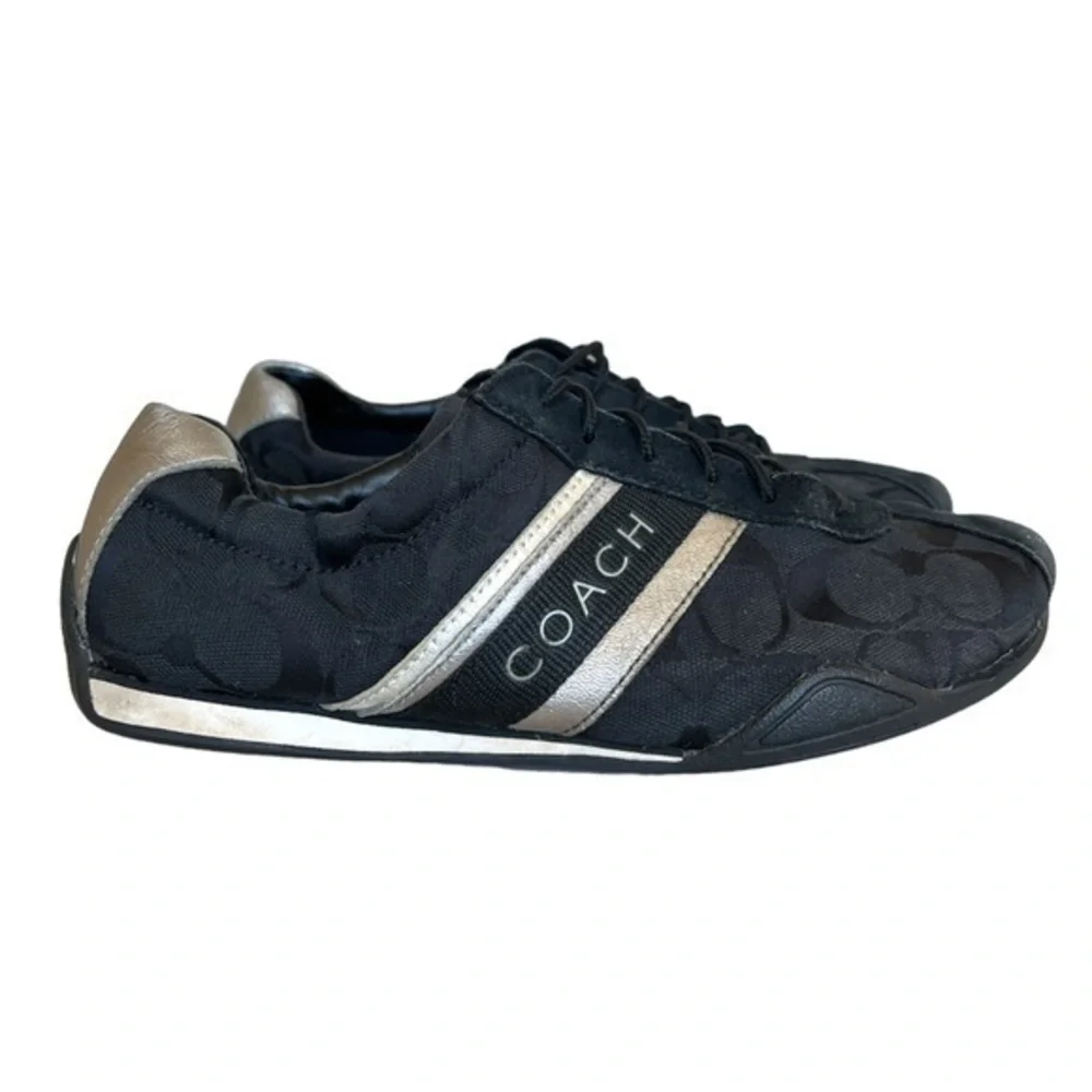 Coach Jayme Signature Sneakers Black and Silver Women’s size 7 1/2